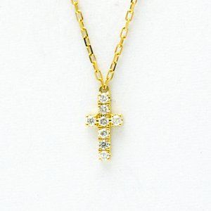AHKAH Diamond Cross Necklace Yellow Gold (18K) Diamond Men,Women Fashion